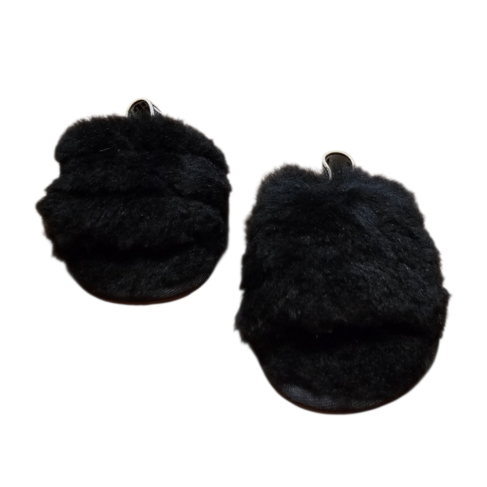 UGG Black Fuzzy Slippers
